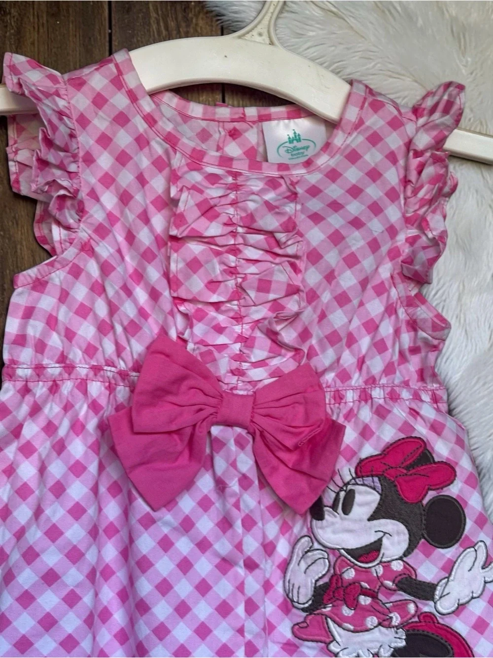Disney Store Minnie Mouse Pink Gingham Jumpsuit Romper